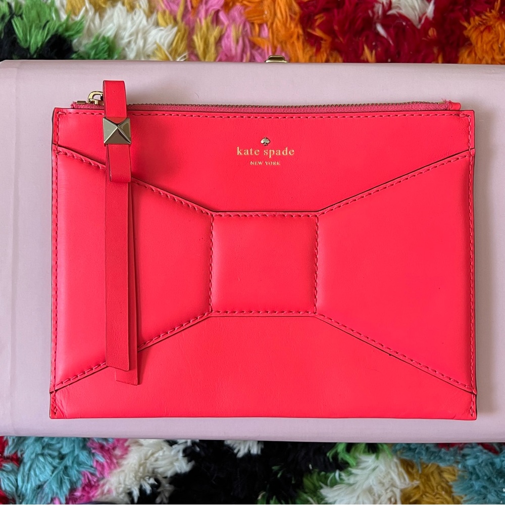 Kate Spade Neon Pink Bow Clutch